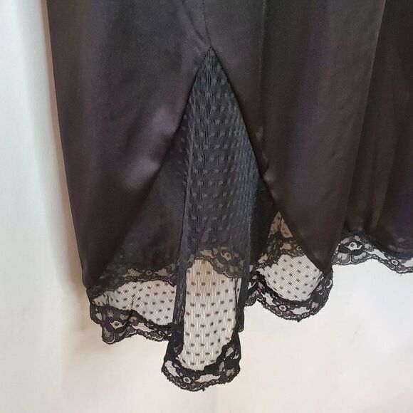 Vintage Kayser Nylon Half Slip Black Sexy Side Lace Panels S Tall - Picture 2 of 4